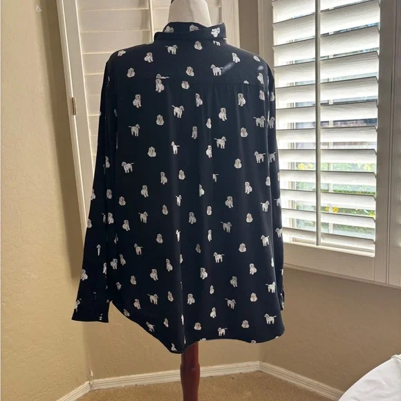 Torrid Dog Pattern Black Blouse Lizzie Shirt LS Women’s Size 3 3X Oversized - Picture 2 of 10